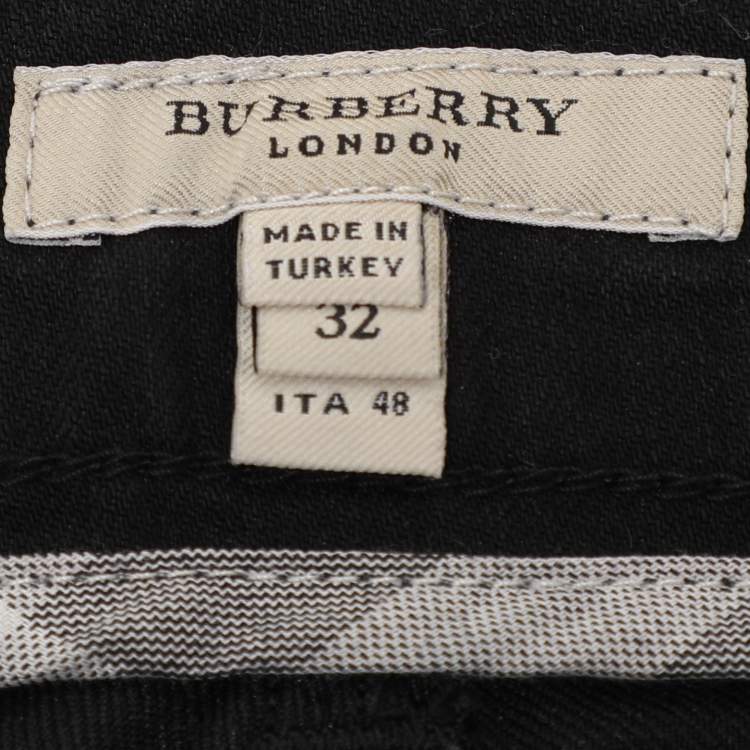 Pre Owned Burberry Black Stretch Cotton Blend Flared Pants L