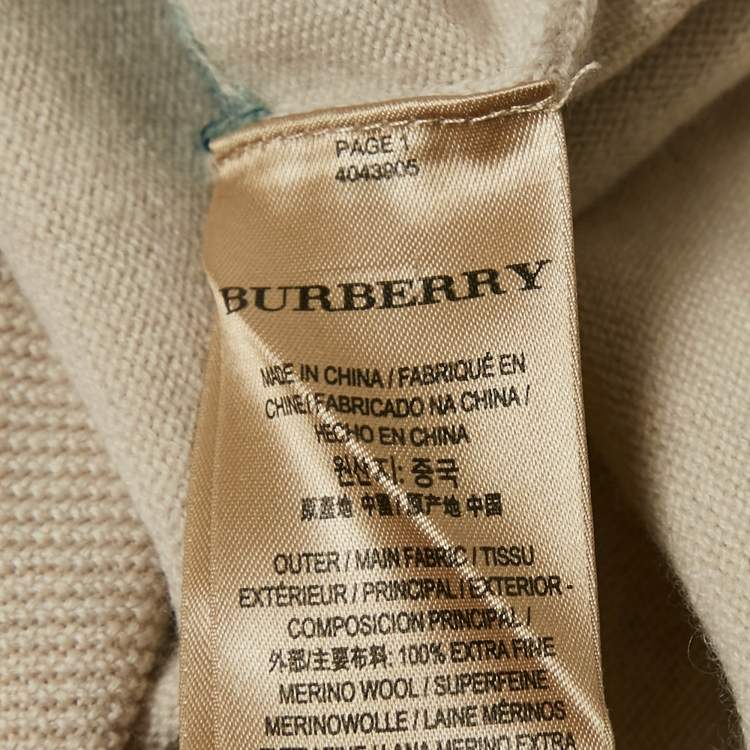 Pre Owned Burberry Grey Floral Intarsia Merino Wool Crew Neck Sweater L