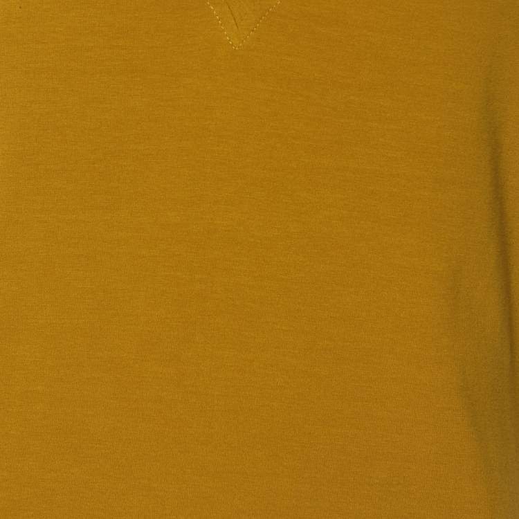 Pre Owned Burberry Yellow Cotton Blend Shoulder Patch V-Neck T-Shirt L