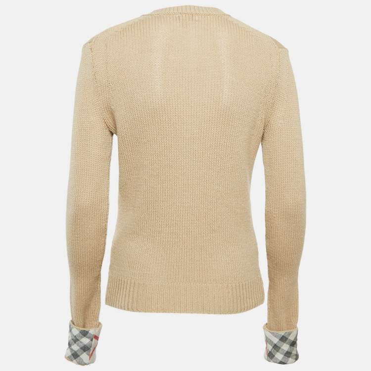 Pre Owned Burberry Beige Wool Blend Buttoned Cardigan M