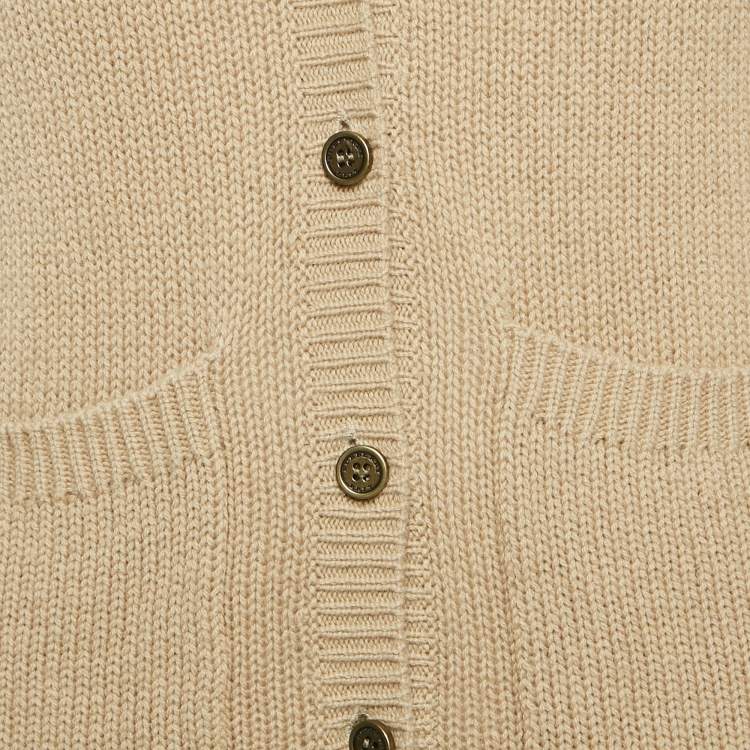 Pre Owned Burberry Beige Wool Blend Buttoned Cardigan M