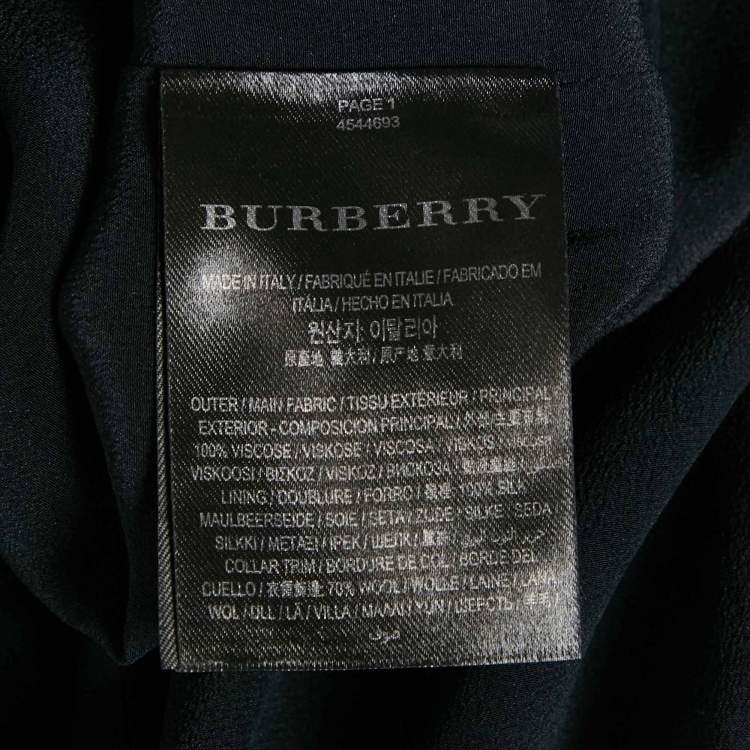 Pre Owned Burberry Green Crepe Detachable Knit Collar Midi Dress L