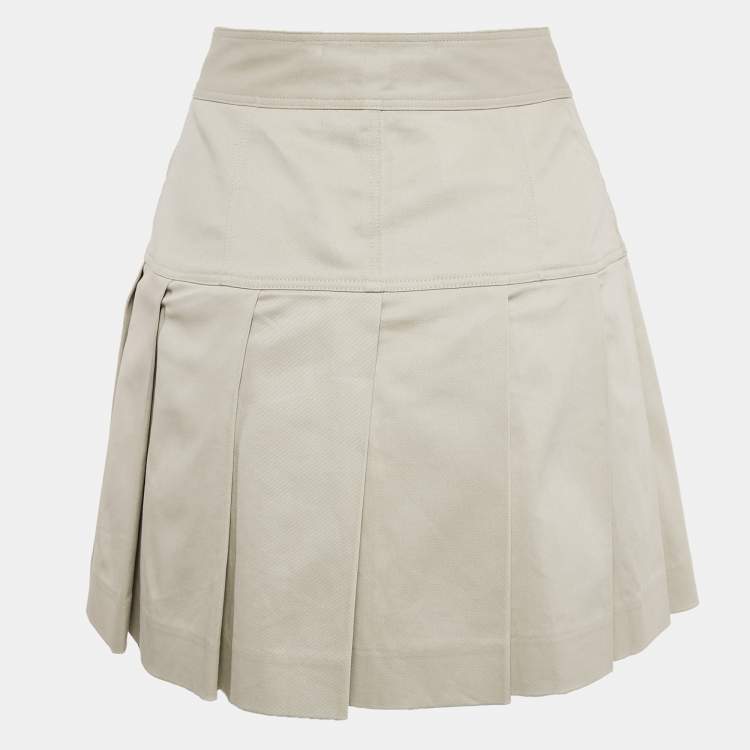Pre Owned Burberry Beige Cotton Double Breasted Mini Skirt S