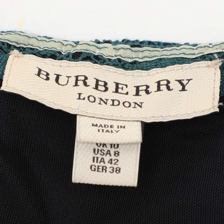 Pre Owned Burberry Green Lace Strapless Dress M