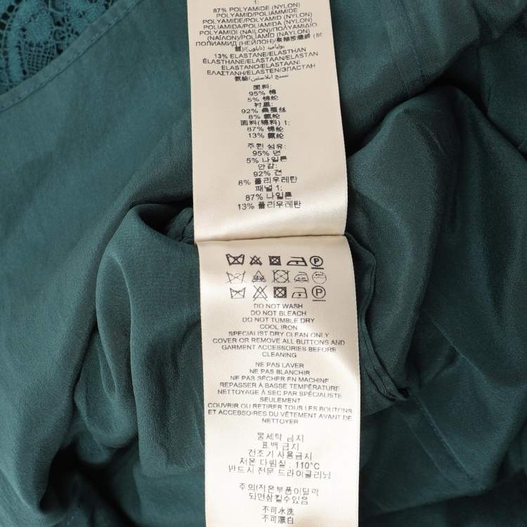 Pre Owned Burberry Green Lace Strapless Dress M