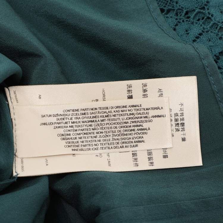 Pre Owned Burberry Green Lace Strapless Dress M