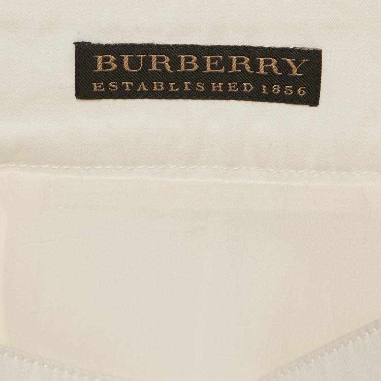 Pre Owned Burberry Off-White Cotton Knee-Length Skirt M