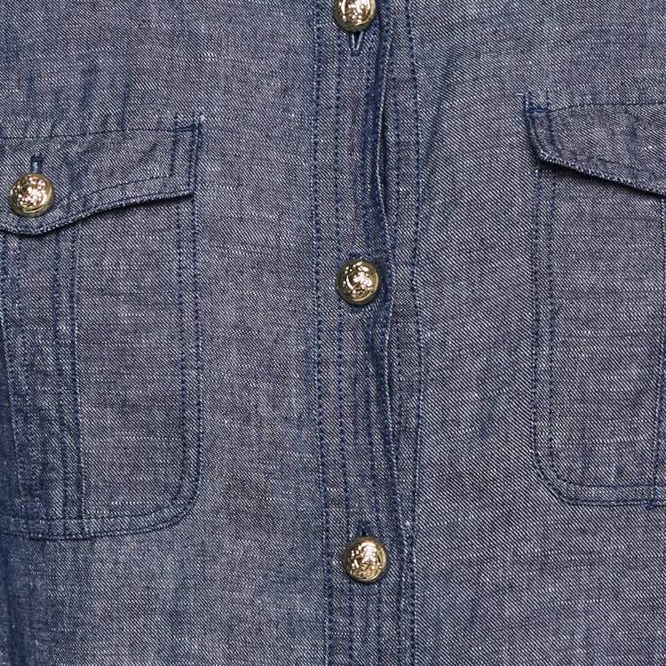 Pre Owned Burberry Blue Denim Button Detail Shirt M