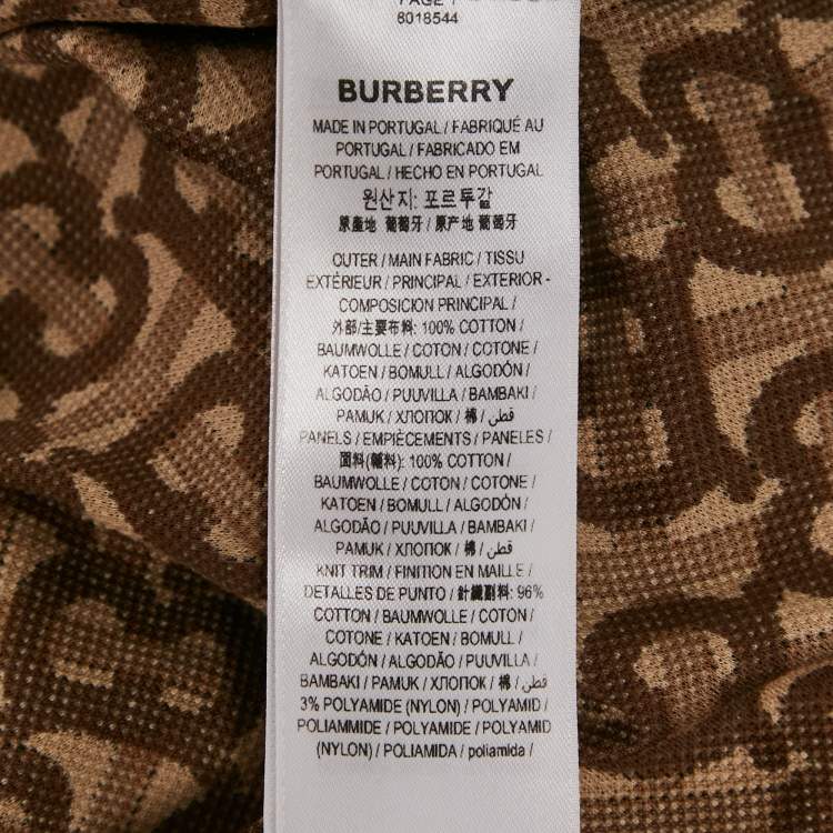 Pre Owned Burberry Brown Monogram Cotton Pique Copland Polo T-Shirt S