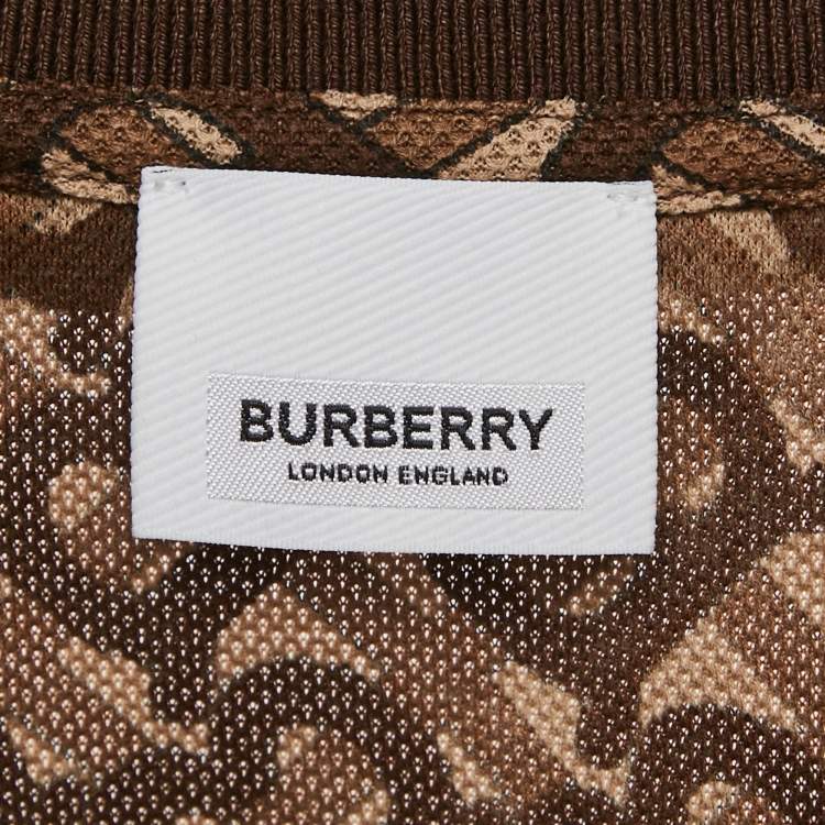Pre Owned Burberry Brown Monogram Cotton Pique Copland Polo T-Shirt S