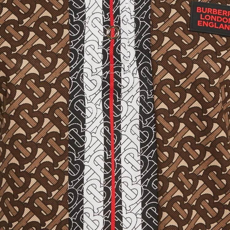Pre Owned Burberry Brown Monogram Cotton Pique Copland Polo T-Shirt S