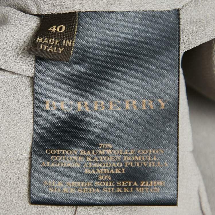Pre Owned Burberry Grey Cotton Blend Ostrich Feather Fringed Short Dress S