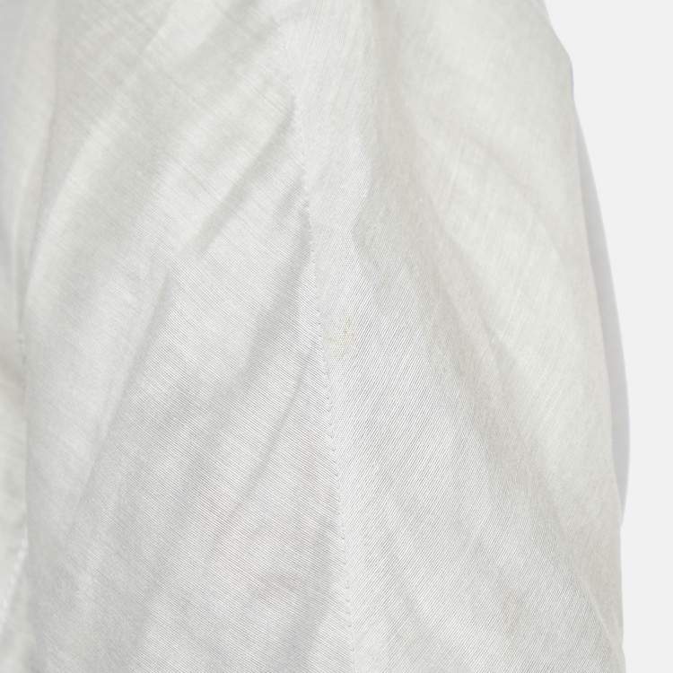 Pre Owned Burberry Grey Cotton Blend Ostrich Feather Fringed Short Dress S