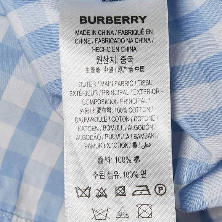 Pre Owned Burberry Blue/White Gingham Cotton Button Front Blouse XXS