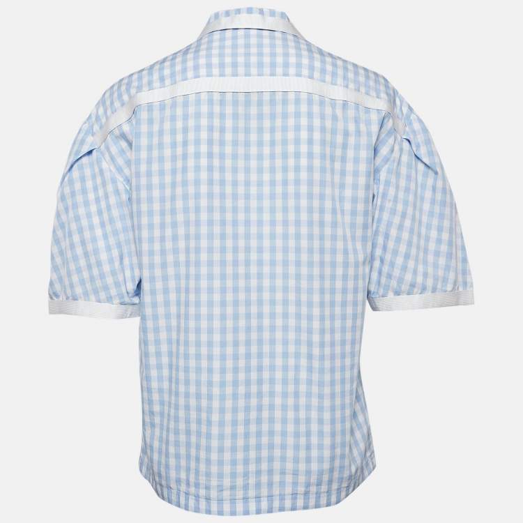 Pre Owned Burberry Blue/White Gingham Cotton Button Front Blouse XXS