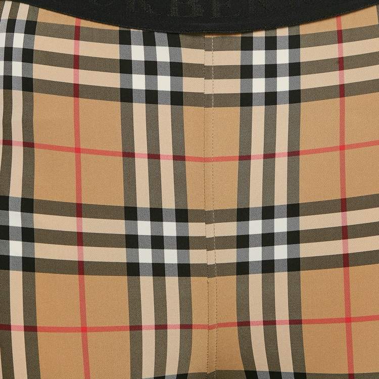 Pre Owned Burberry Brown Novacheck Print Jersey Belvoir Leggings XS