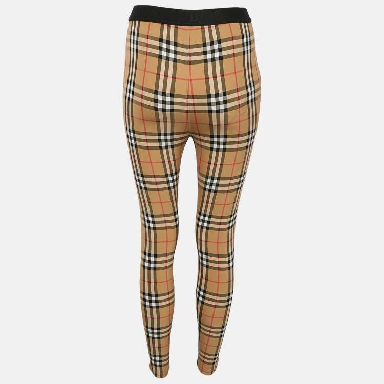 Pre Owned Burberry Brown Novacheck Print Jersey Belvoir Leggings XS
