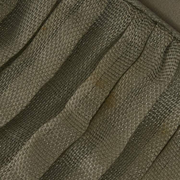 مملوكة مسبقًا Burberry Grey Silk Blend Ruffle Detail Belted Coat S