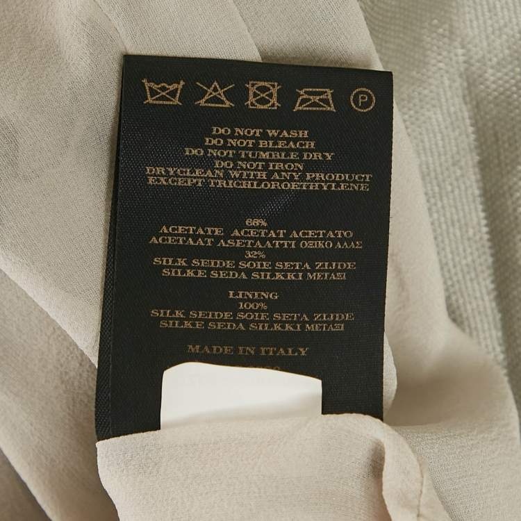 مملوكة مسبقًا Burberry Grey Silk Blend Ruffle Detail Belted Coat S