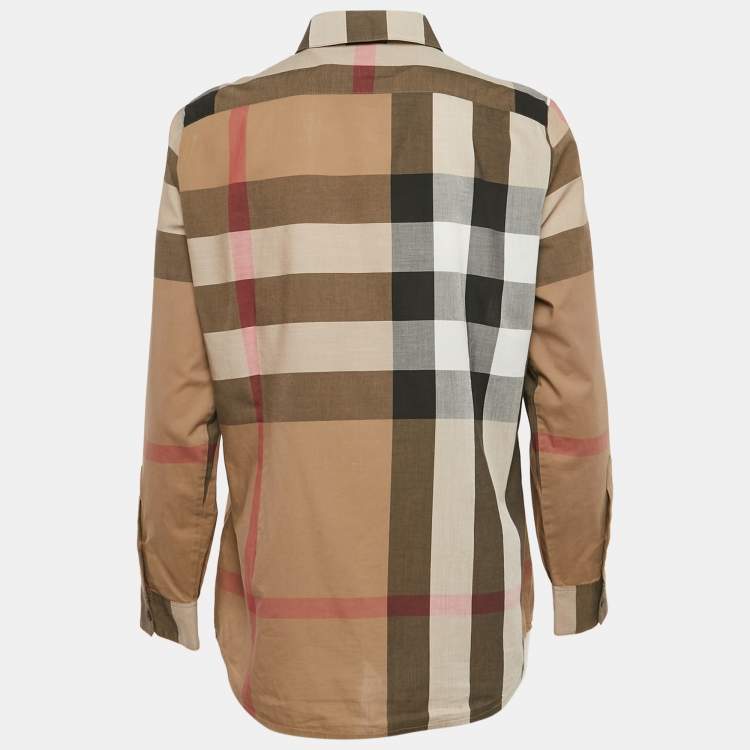 Pre Owned Burberry Brown Tartan Check Cotton Button Front Shirt M