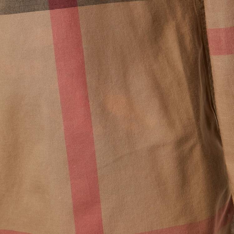 Pre Owned Burberry Brown Tartan Check Cotton Button Front Shirt M