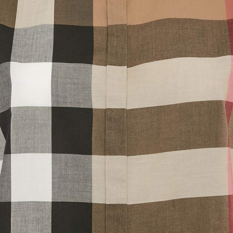 Pre Owned Burberry Brown Tartan Check Cotton Button Front Shirt M