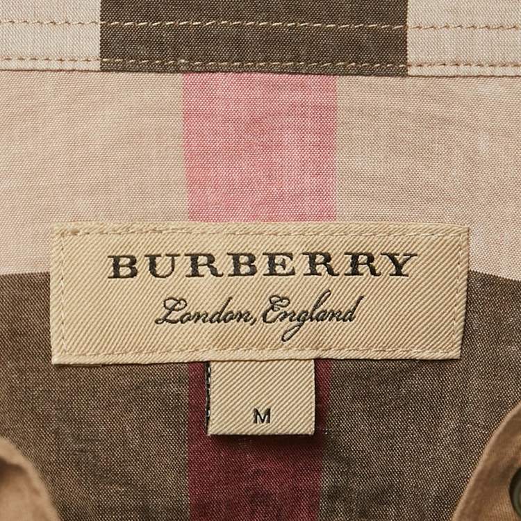 Pre Owned Burberry Brown Tartan Check Cotton Button Front Shirt M