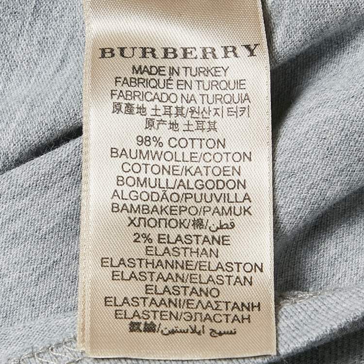 مملوكة مسبقًا Burberry Brit Checks Detail Collar Cotton Pique T-Shirt M