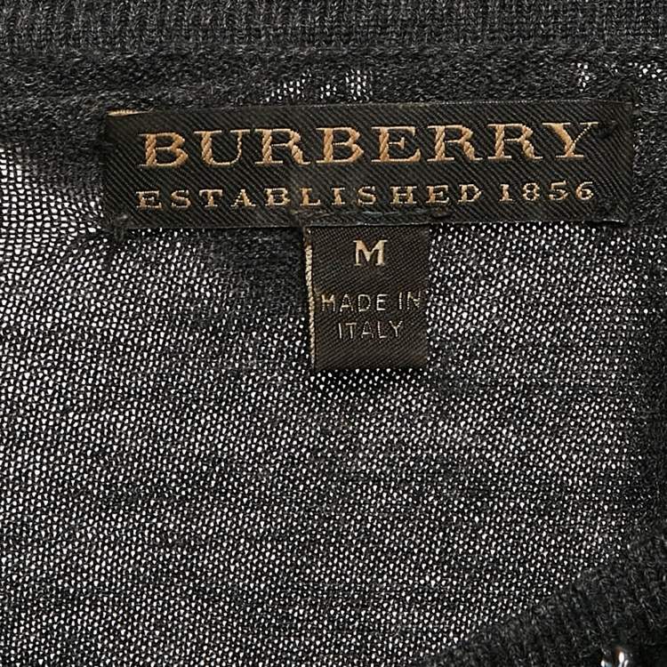 Pre Owned Burberry Prorsum Vintage Grey Embellished Wool Knit Sleeveless Top M