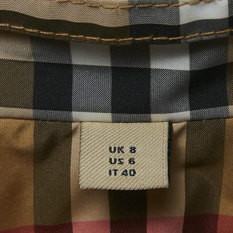مملوكة مسبقًا Burberry Brown Tartan Check Zip-Up Quilted Jacket S