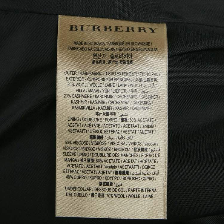 Pre Owned Burberry Black Wool Button Front Single Breasted Coat S