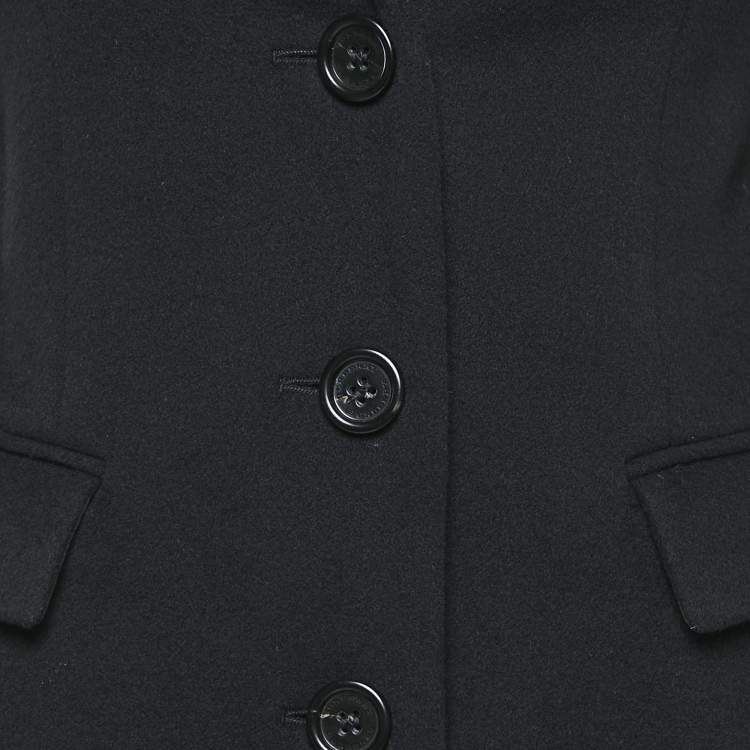 Pre Owned Burberry Black Wool Button Front Single Breasted Coat S