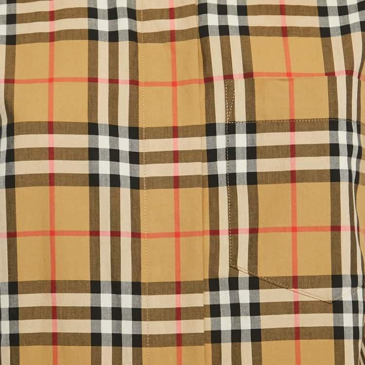 Pre Owned Burberry Beige Checks Cotton Long Sleeve Shirt M