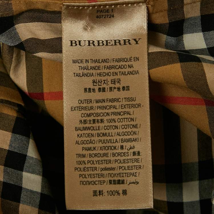 Pre Owned Burberry Beige Checks Cotton Long Sleeve Shirt M