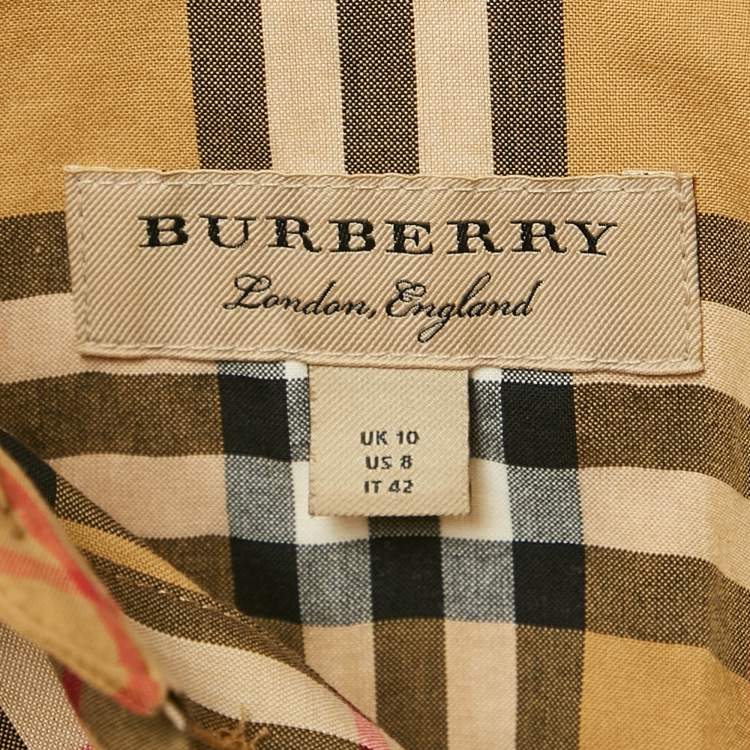 Pre Owned Burberry Beige Checks Cotton Long Sleeve Shirt M