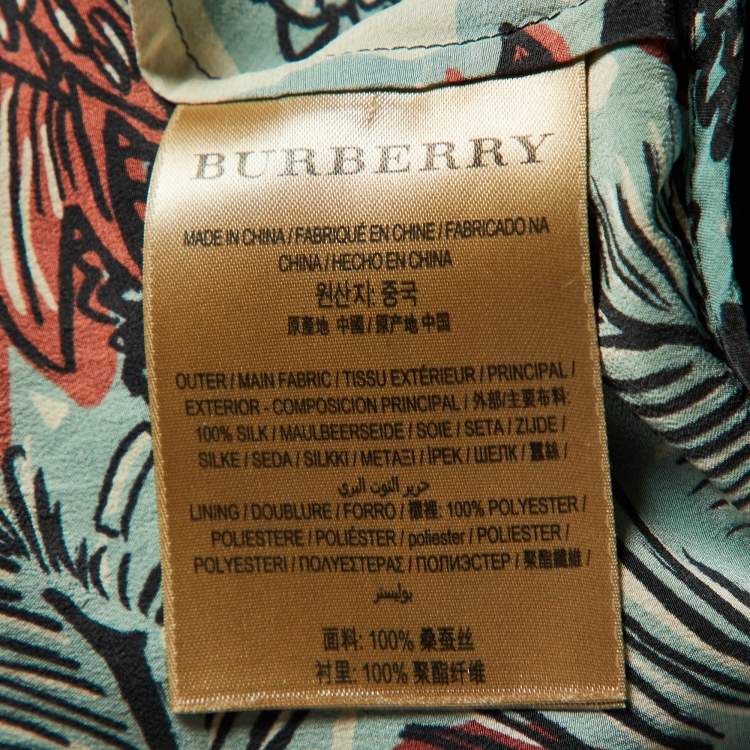 Pre Owned Burberry Pale Blue Mythical Beasts Print Silk Layla Wrap Dress M