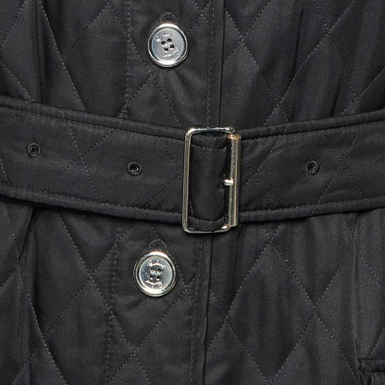 Pre Owned Burberry Black Synthetic Diamond Quilted Jacket L