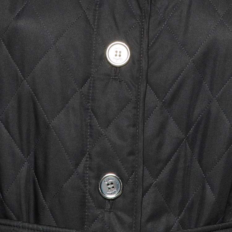 Pre Owned Burberry Black Synthetic Diamond Quilted Jacket L