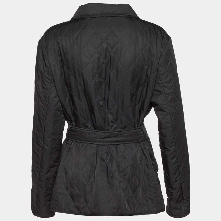 Pre Owned Burberry Black Synthetic Diamond Quilted Jacket L