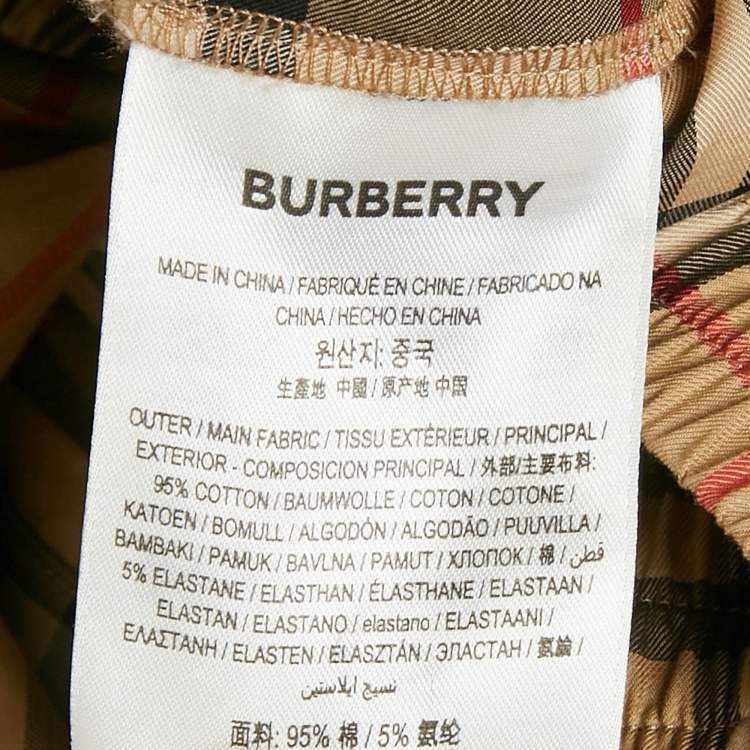 Pre Owned Burberry Beige Vintage Check Cotton Side-Stripe Shorts L