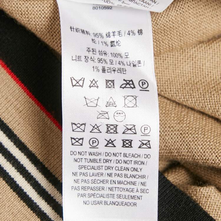 Pre Owned Burberry Beige Wool Knit Short Sleeve Pullover M
