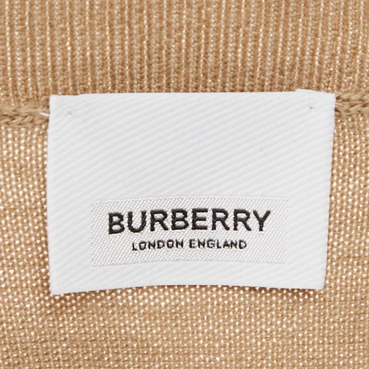 Pre Owned Burberry Beige Wool Knit Short Sleeve Pullover M