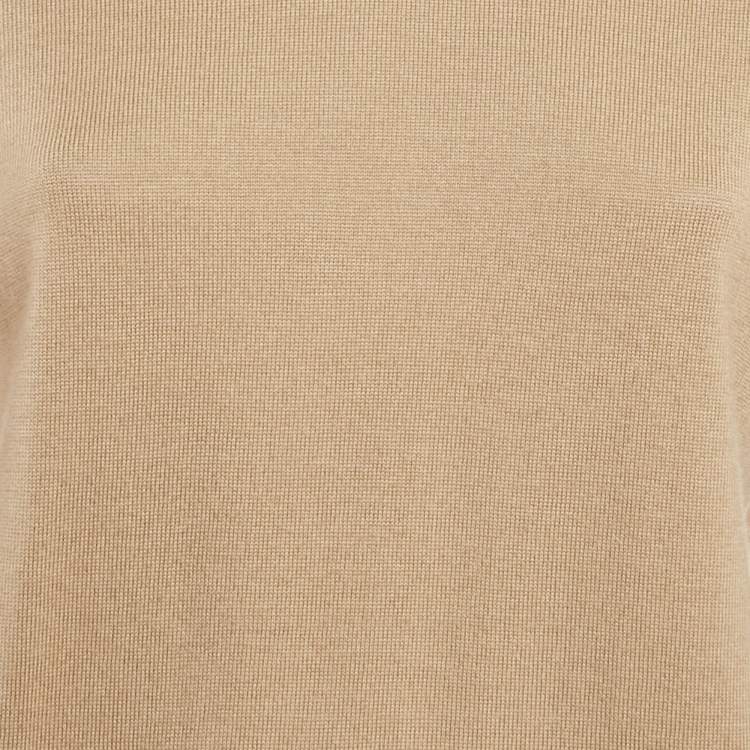 Pre Owned Burberry Beige Wool Knit Short Sleeve Pullover M
