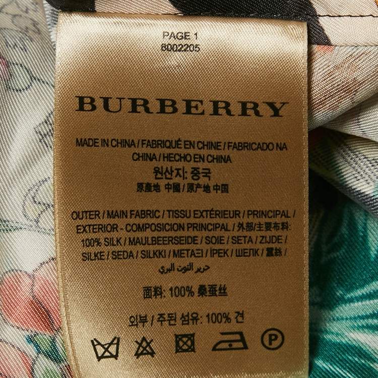 Pre Owned Burberry Multicolor Printed Silk Button Front Belted Long Dress XXS