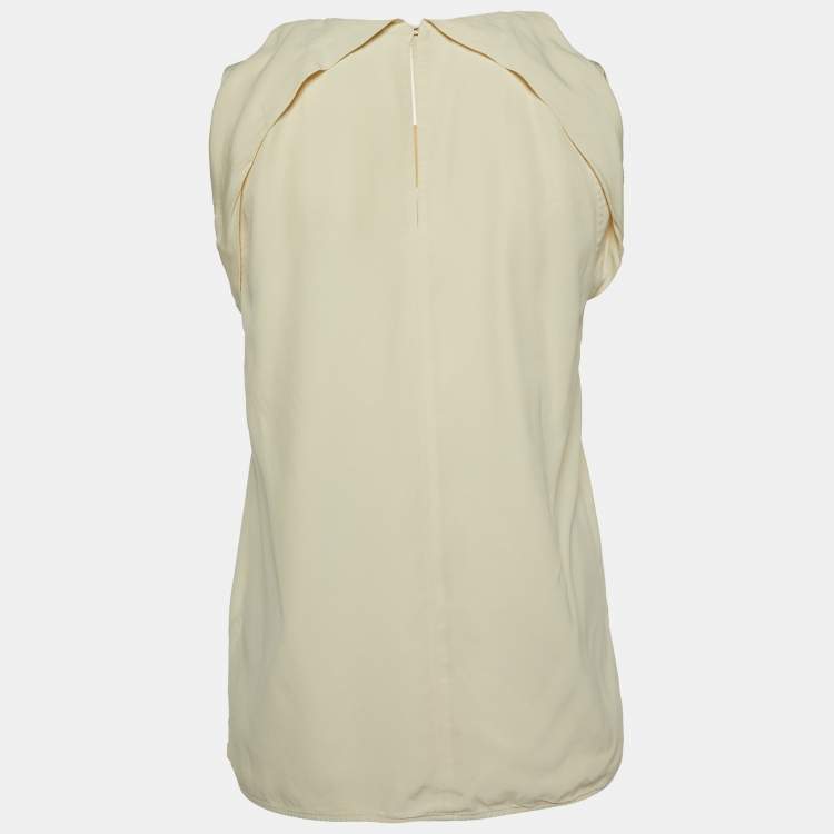 Pre Owned Burberry Cream Silk Sleeveless Top S