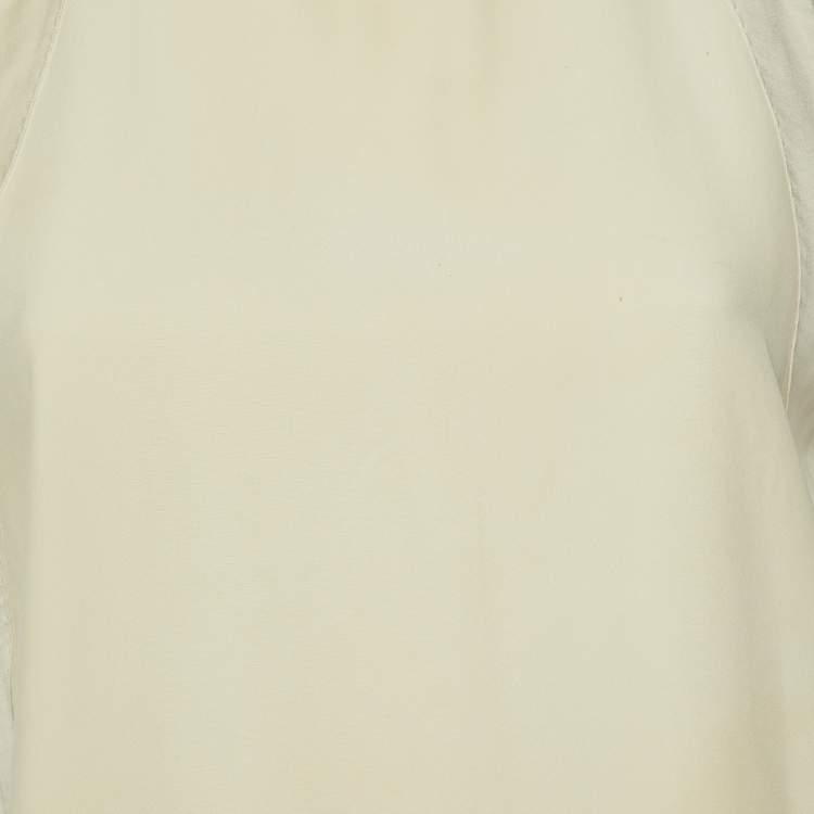 Pre Owned Burberry Cream Silk Sleeveless Top S