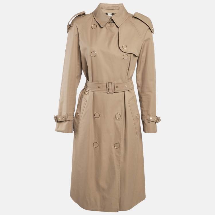Pre Owned Burberry Brown Cotton Gabardine Double Breasted Trench Coat S