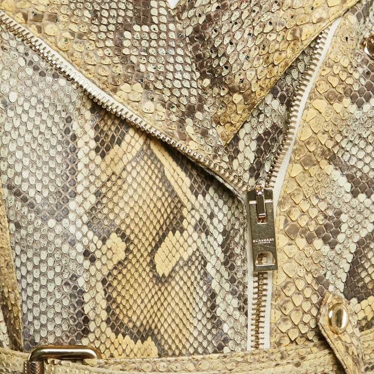 Pre Owned Burberry Prorsum Studded Python Leather Moto Jacket M