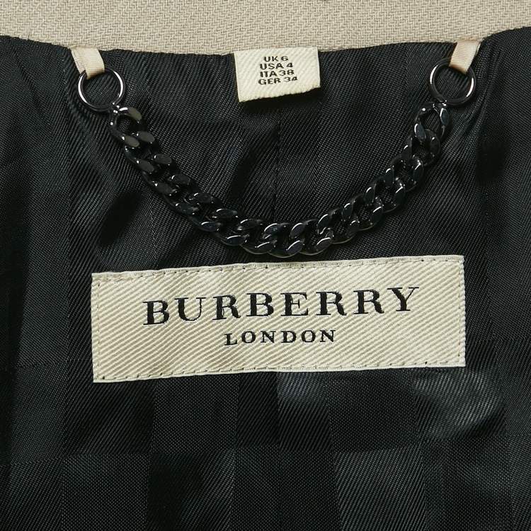 Pre Owned Burberry Beige Gabardine Duffle Jacket S