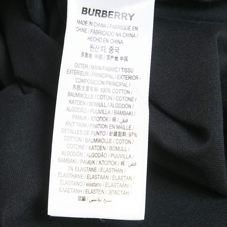 Pre Owned Burberry Black Logo Print Cotton Crew Neck T-Shirt M